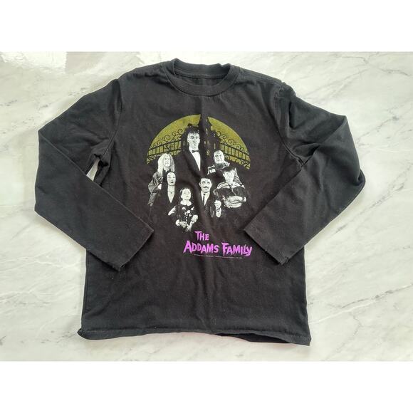 Gap kids true black Addams family graphic long sleeve t shirt sz 8 boys - Picture 1 of 5